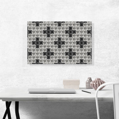 Diamond Black White Cross Pixel Jewel