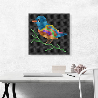 Bird Black Color Grid Jewel Pixel