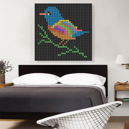 Bird Black Color Grid Jewel Pixel