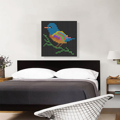Bird Black Color Grid Jewel Pixel
