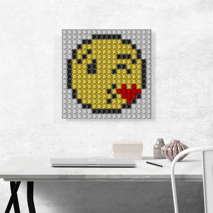 Emoticon Blow Kiss Heart Wink Smiley Face Jewel Pixel