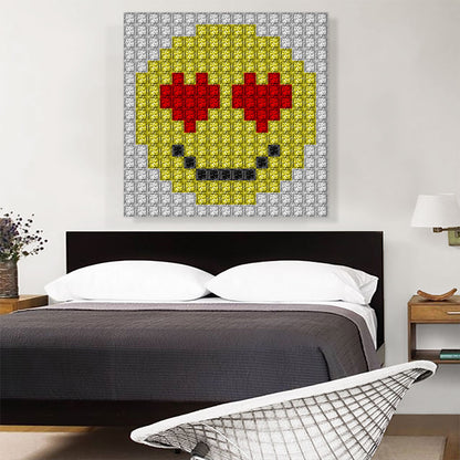 Emoticon Heart Eyes Love Smiley Face Jewel Pixel