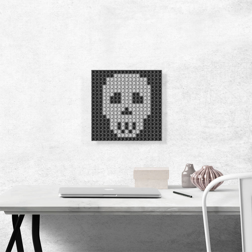 Human Skull Bones Black White Jewel Pixel