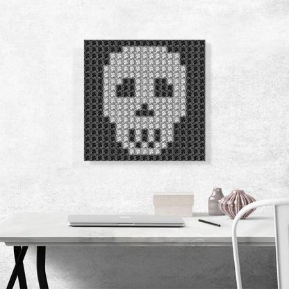 Human Skull Bones Black White Jewel Pixel
