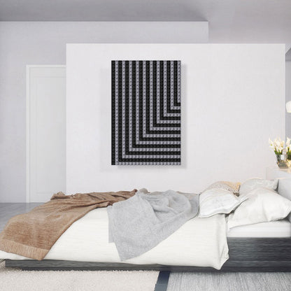 Modern Contemporary Black White Jewel Lines Pixel