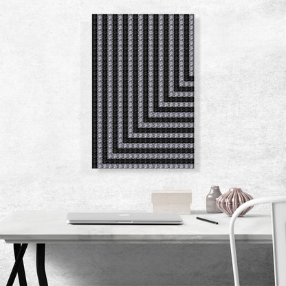 Modern Contemporary Black White Jewel Lines Pixel
