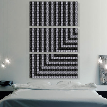 Modern Contemporary Black White Jewel Lines Pixel