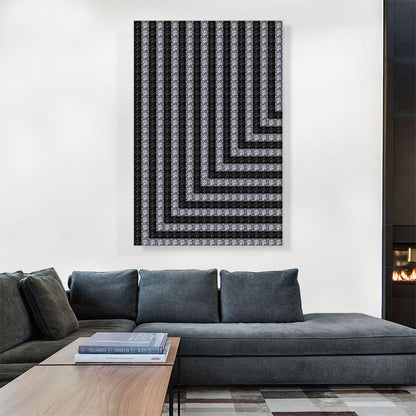 Modern Contemporary Black White Jewel Lines Pixel