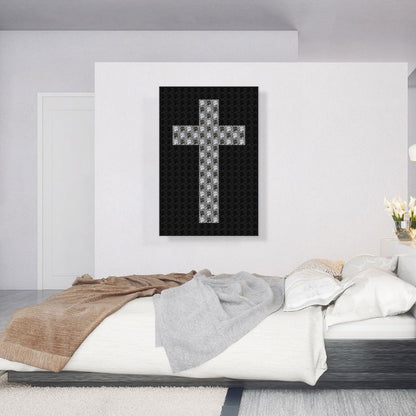 Black Gray Christian Church Jewel Cross Pixel