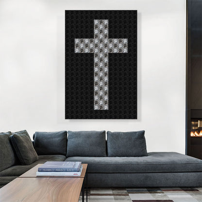 Black Gray Christian Church Jewel Cross Pixel