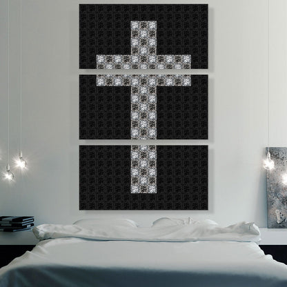 Black Gray Christian Church Jewel Cross Pixel