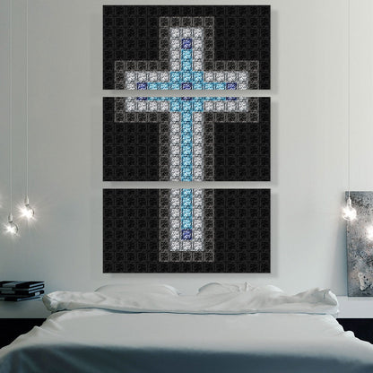 Navy Baby Blue Christian Church Jewel Cross Pixel