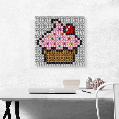 Pink Cupcake Emoticon Cake Cherry Jewel Pixel