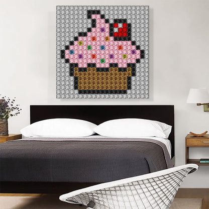 Pink Cupcake Emoticon Cake Cherry Jewel Pixel