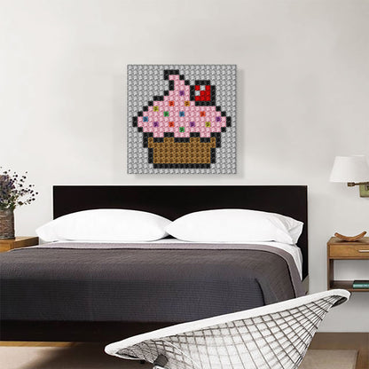 Pink Cupcake Emoticon Cake Cherry Jewel Pixel