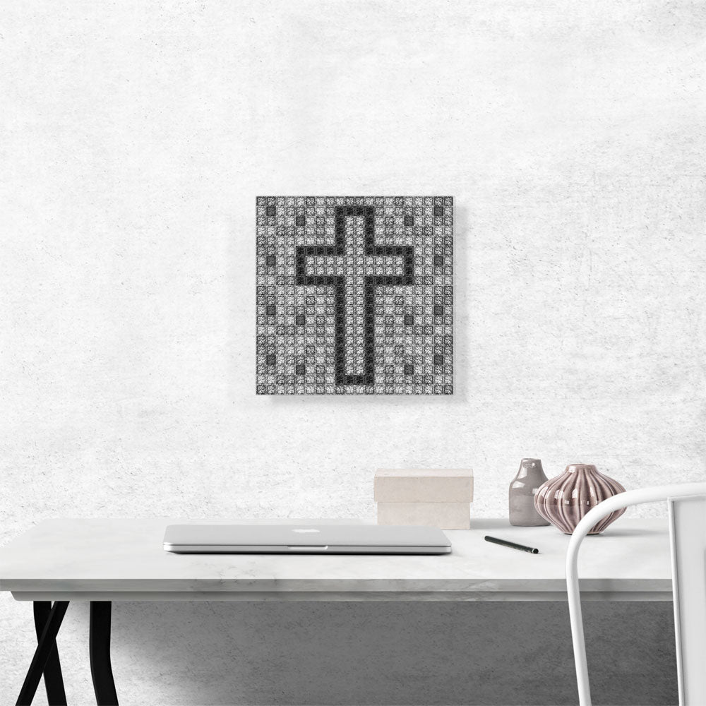 Black Gray Jewel Christian Cross Church Pixel