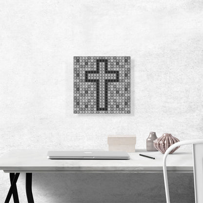 Black Gray Jewel Christian Cross Church Pixel
