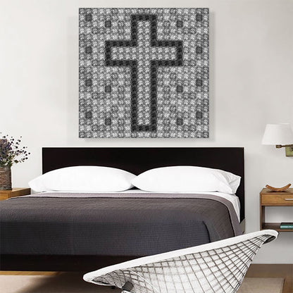 Black Gray Jewel Christian Cross Church Pixel