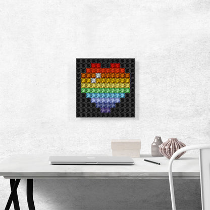 Rainbow Gay Love Heart Black Jewel Pixel