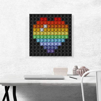 Rainbow Gay Love Heart Black Jewel Pixel