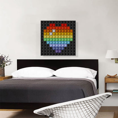 Rainbow Gay Love Heart Black Jewel Pixel