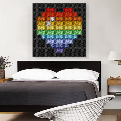 Rainbow Gay Love Heart Black Jewel Pixel