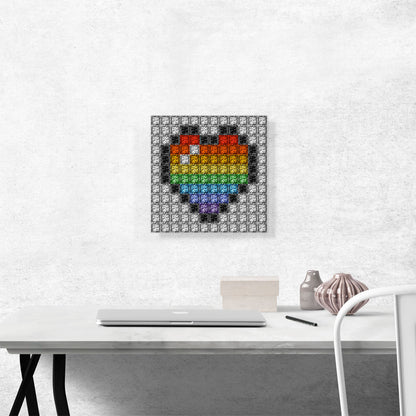Rainbow Gay Love Heart Jewel Pixel