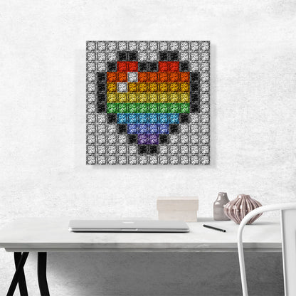 Rainbow Gay Love Heart Jewel Pixel
