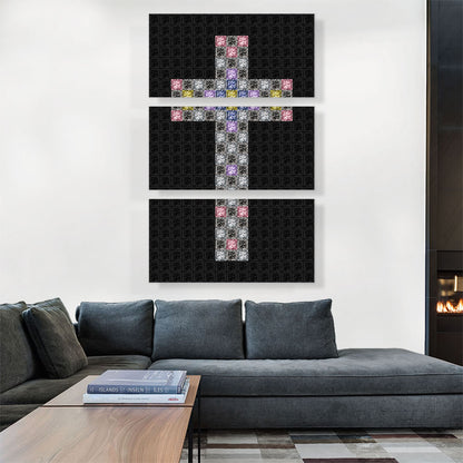 Black Pink Blue Christian Church Jewel Cross Pixel