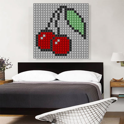 Red Cherry Fruit Emoticon Jewel Pixel