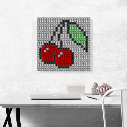 Red Cherry Fruit Emoticon Jewel Pixel