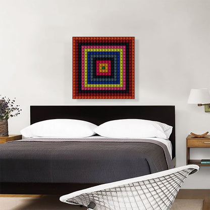 Red Square Color Grid Jewel Pixel