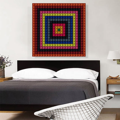 Red Square Color Grid Jewel Pixel