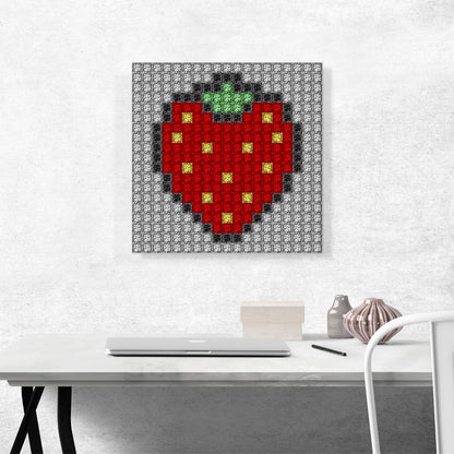 Red Strawberry Fruit Emoticon Jewel Pixel