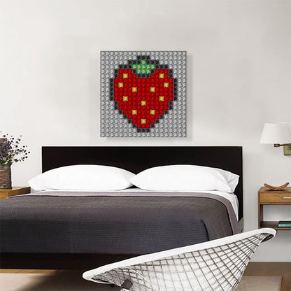Red Strawberry Fruit Emoticon Jewel Pixel