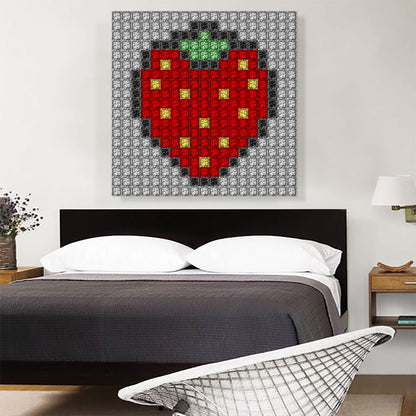 Red Strawberry Fruit Emoticon Jewel Pixel