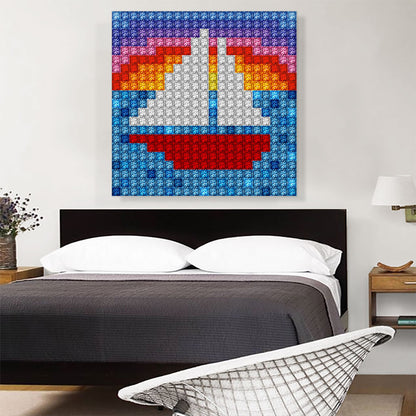 Sailboat Blue Water Sunrise Jewel Pixel