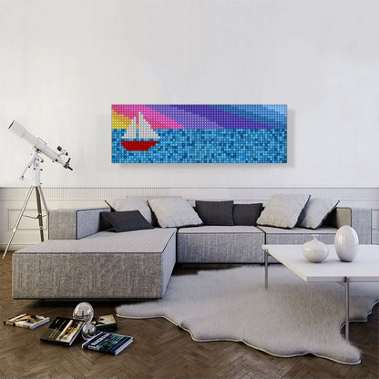 Sailboat Sunrise Boat Blue Water Jewel Pixel