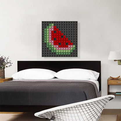 Watermelon Slice Fruit Emoticon Black Jewel Pixel