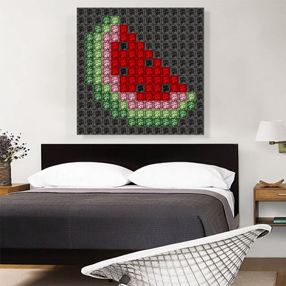 Watermelon Slice Fruit Emoticon Black Jewel Pixel