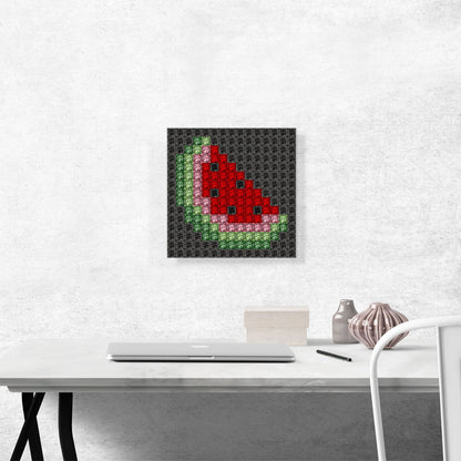 Watermelon Slice Fruit Emoticon Black Jewel Pixel