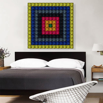 Yellow Blue Red Squares Jewel Pixel