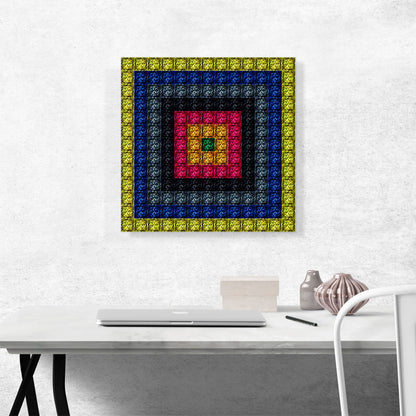 Yellow Blue Red Squares Jewel Pixel