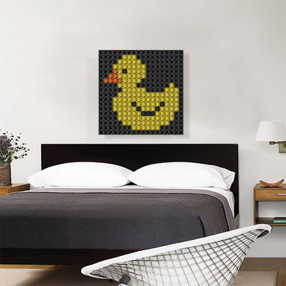 Yellow Duck Black Emoticon Jewel Pixel Bathroom