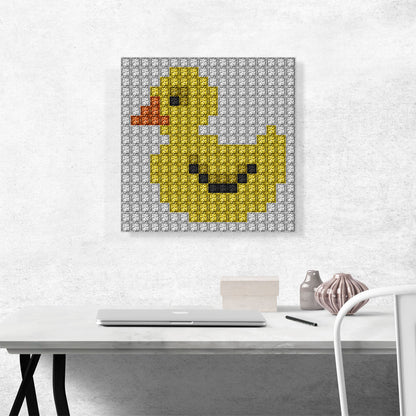 Yellow Duck Emoticon Jewel Pixel Bathroom