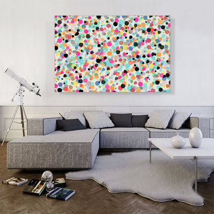 Pink Teal Black Yellow Spots Rectangle