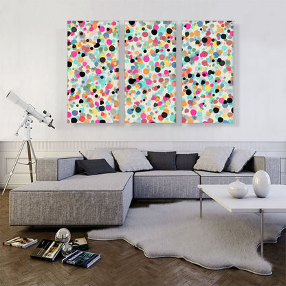 Pink Teal Black Yellow Spots Rectangle