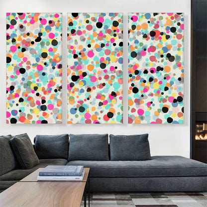Pink Teal Black Yellow Spots Rectangle
