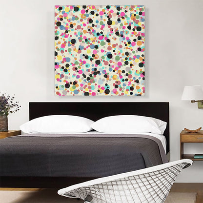 Pink Teal Black Yellow Spots Square