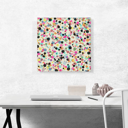 Pink Teal Black Yellow Spots Square